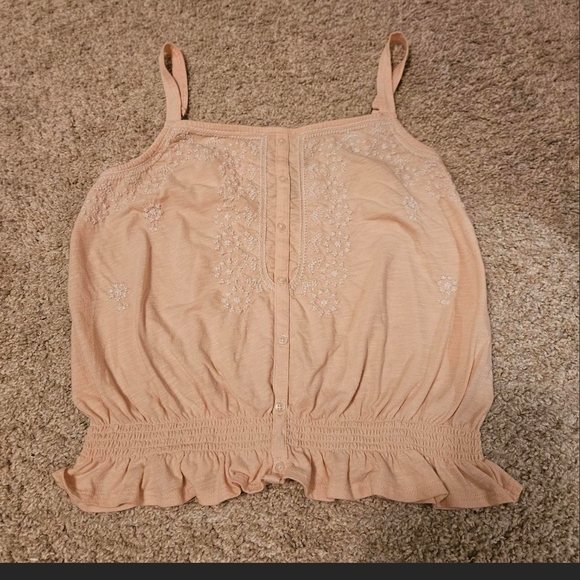 American Eagle Outfitters Orange Ruffled Smocked Camisole - Picture 1 of 5